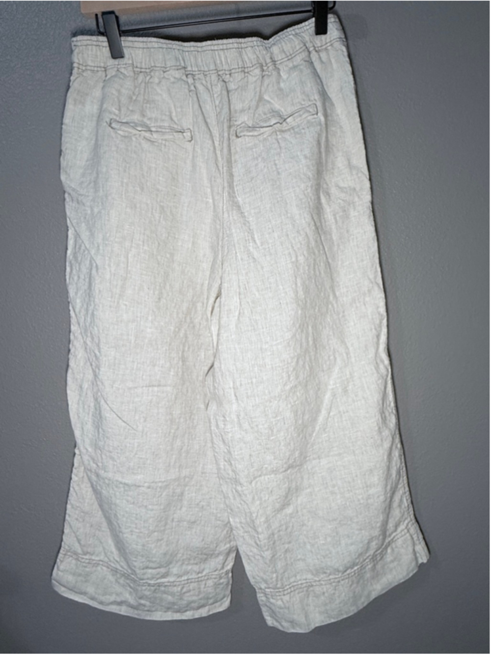 Women's elmentary Beige Linen Cropped Pants Size 10 - Picture 5 of 6